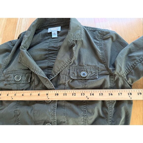 Talbots Petites 10P Olive Green Cotton Utility Jacket Safari Style Casual Blazer - Picture 7 of 11